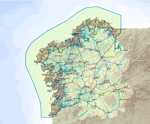 Visor web con información cartográfica do territorio regulado pola Lei de ordenación do litoral de Galicia
